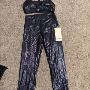Lululemon Athletica Shimmering Black Leggings and sports bra
